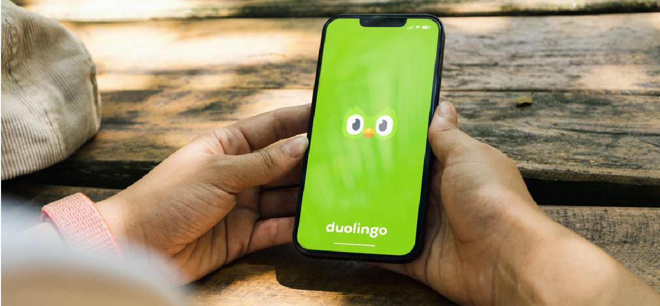 Application Duolingo sur un téléphone portable